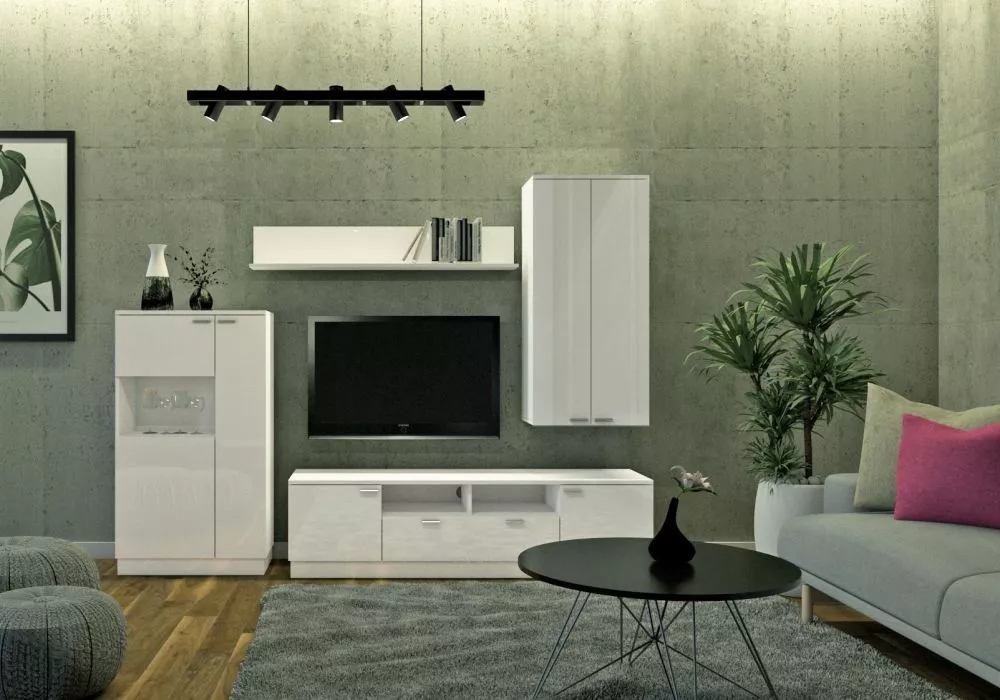 Sekcija Kloss · Balts · 237 × 46 × 200 cm