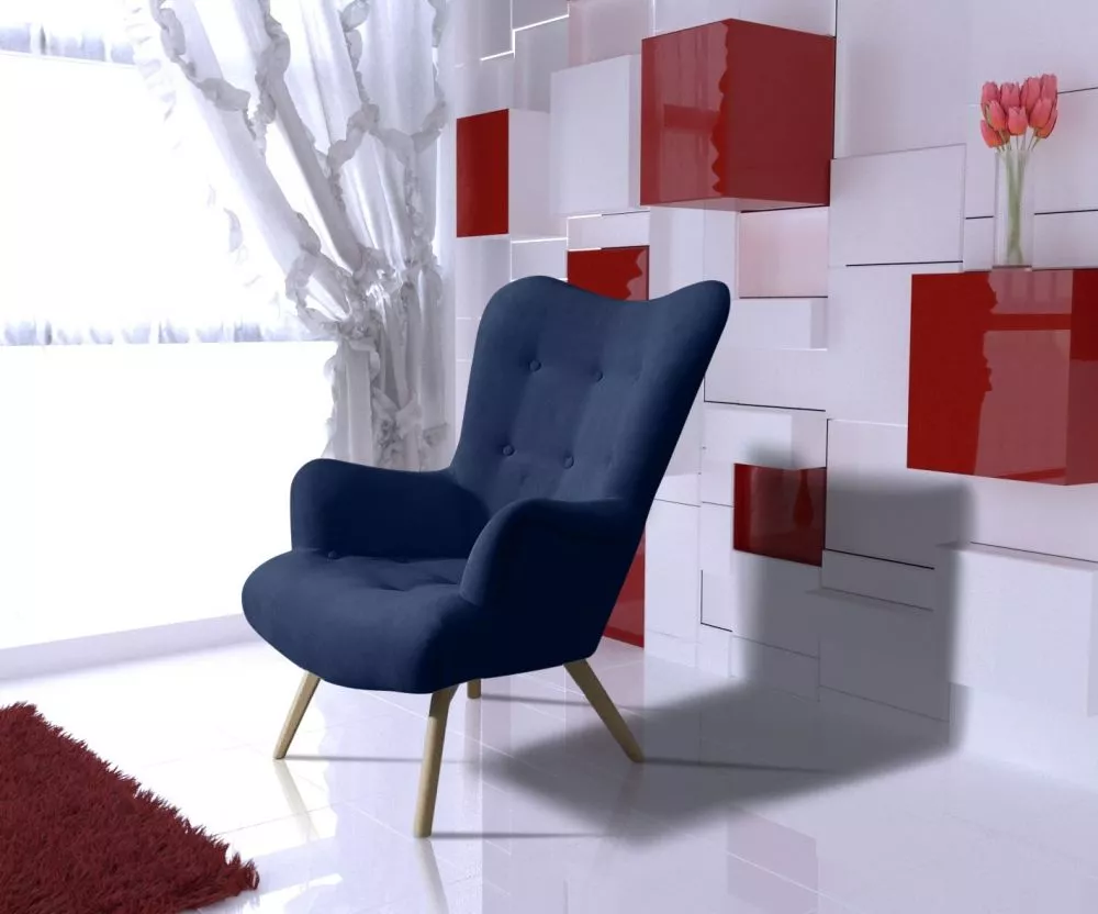 Mīksts krēsls Flori Standard Sēdvietas dziļums: 56 cm, · Tumši zils · 75 × 85 × 99 cm