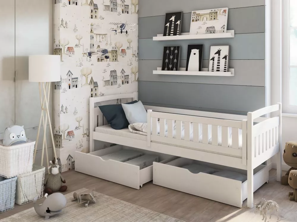 Bērnu gulta Terry ar stelāžu Guļamvietas platums: 80 cm, Guļamvietas garums: 180 cm, · Balts · 87 × 188 × 85 cm