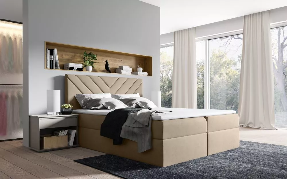 Gulta Top 6 Boxspring Standard Guļamvietas platums: 160 cm, Guļamvietas garums: 200 cm, · Brūns · 164 × 208 × 103 cm