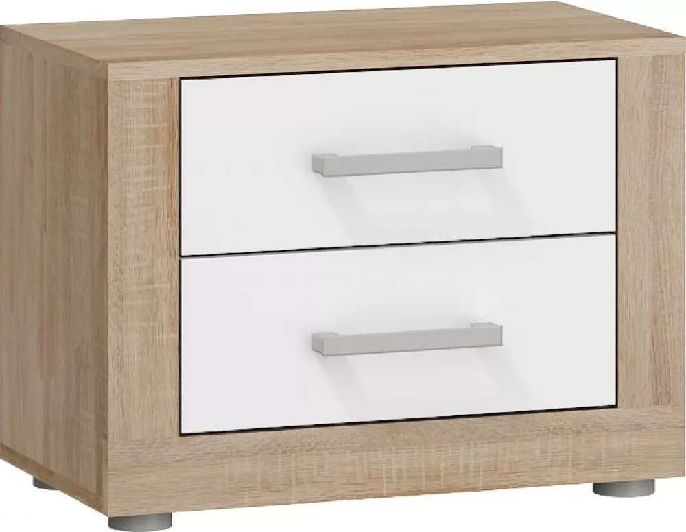 Naktsgaldiņš Viki VIK 14 Korpusa krāsa: sonoma, Elementu krāsa: balts, · 58.4 × 32.4 × 44.1 cm