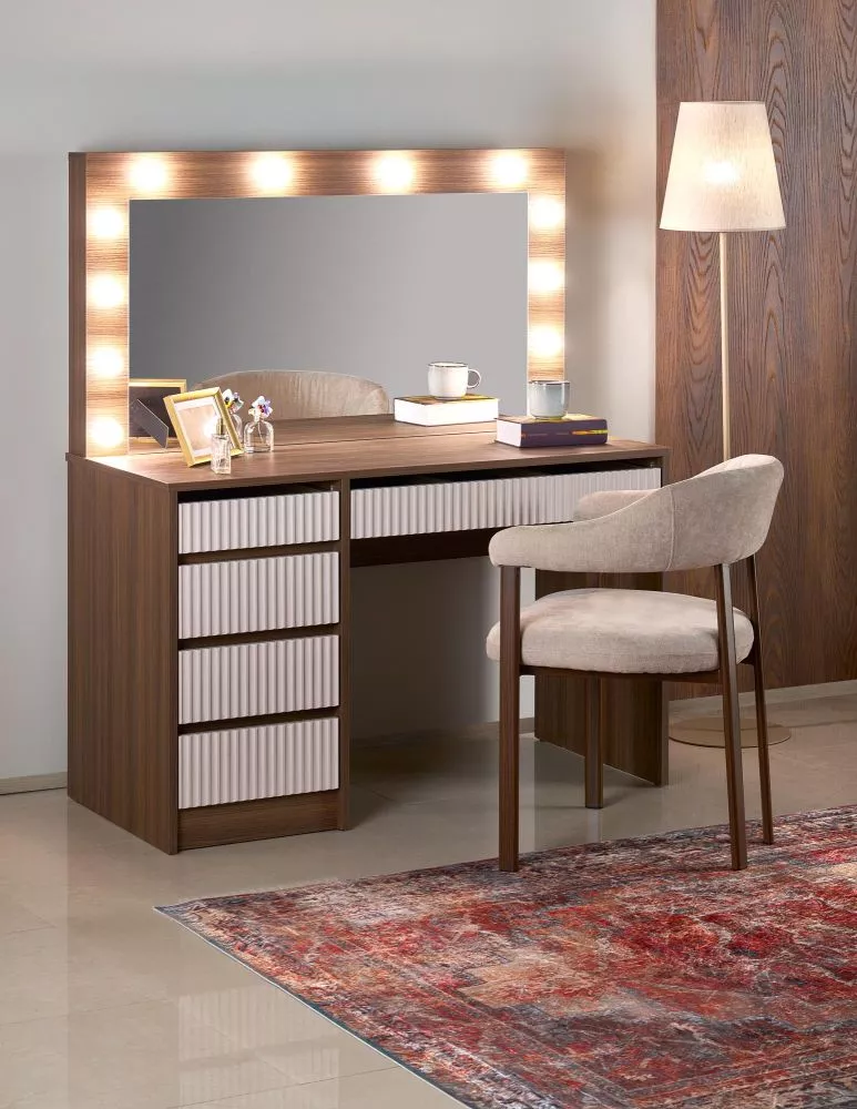 Kosmētikas galds Hollywood XL 2 ar LED · 120 × 140 × 55 cm