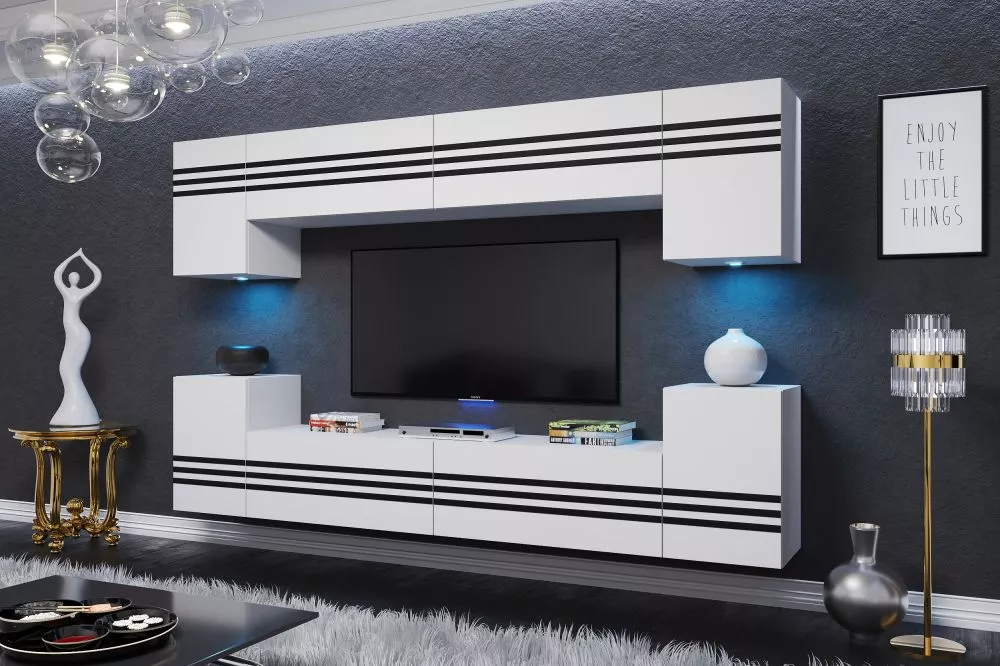 Sekcija Cereo ar LED · Balts · 240 × 35 × 170 cm