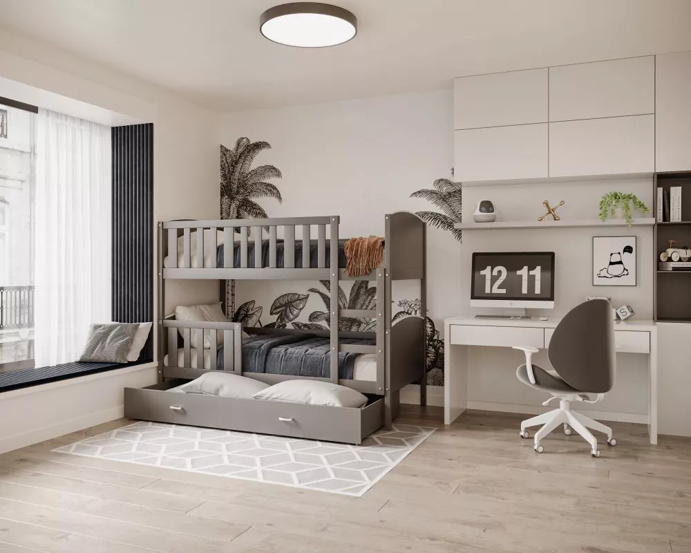 Bērnu gulta Tami MDF 80x190 ar stelāžām Guļamvietas platums: 80 cm, Guļamvietas garums: 190 cm, · 86 × 198 × 158 cm