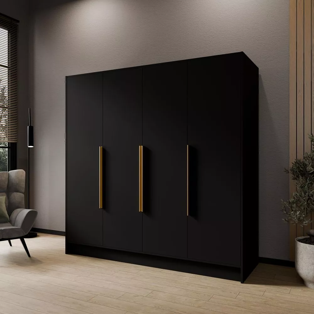 Skapis Porto 200 · Melns · 200 × 51 × 200 cm