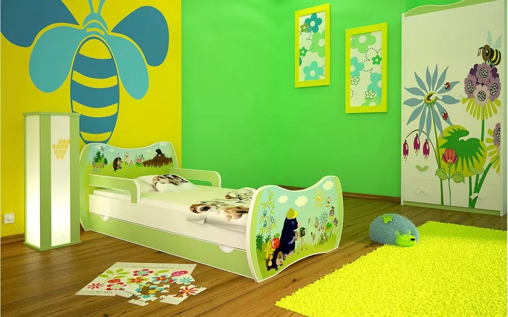 Bērnu gulta Dream L02 140x70 DM18 ar stelāžu Guļamvietas platums: 70 cm, Guļamvietas garums: 140 cm, · 94 × 144 × 71 cm