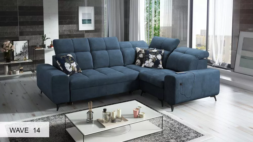 Dīvāns Golden 2 standard · Zila · 201 × 266 × 85 cm