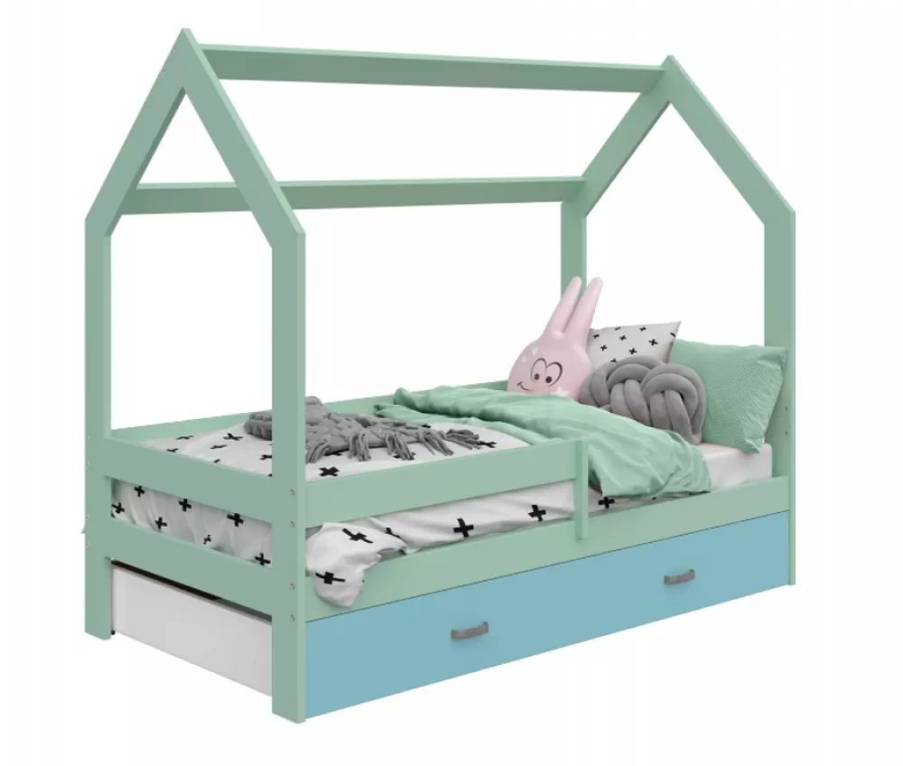 Bērnu gulta Domek D3 ar stelāžu Guļamvietas platums: 80 cm, Guļamvietas garums: 160 cm, · 87 × 164 × 144 cm