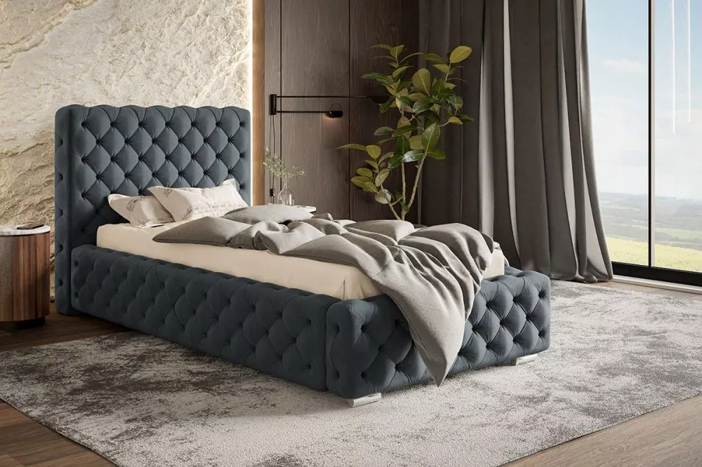 Gulta Bed 15 standard ar stelāžu Guļamvietas platums: 90 cm, Guļamvietas garums: 200 cm, stelāžas tips: koka, · Tumši pe