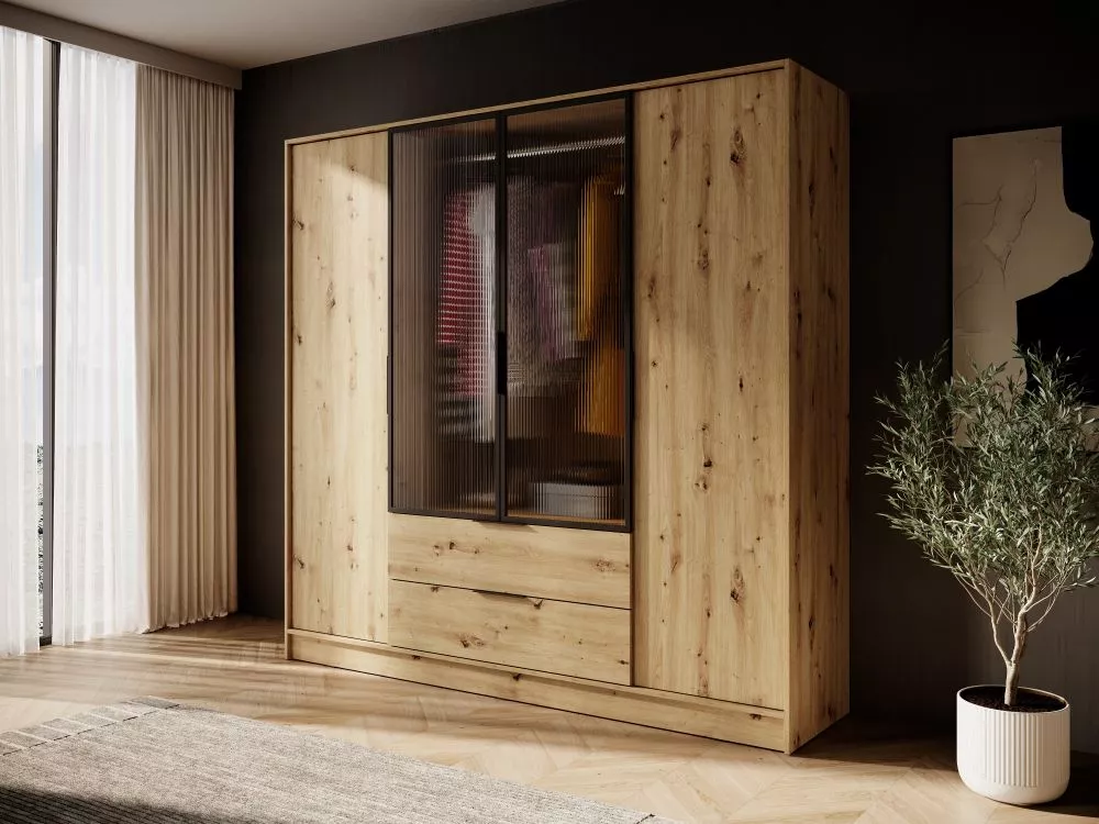 Skapis Kelly 4DRM ar LED · Ozols artisan · 206 × 51 × 200 cm