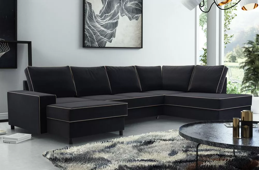 Dīvāns Oxana Standard · Grafīts + kapučīno · 200 × 320 × 90 cm