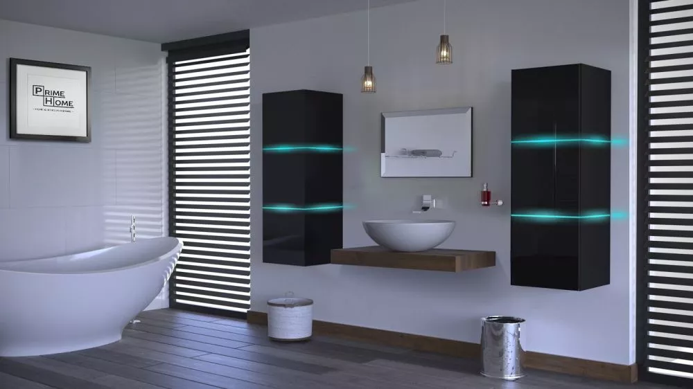 Vannas istabas komplekts Alius 14 ar LED · Melns · 110 × 35 cm