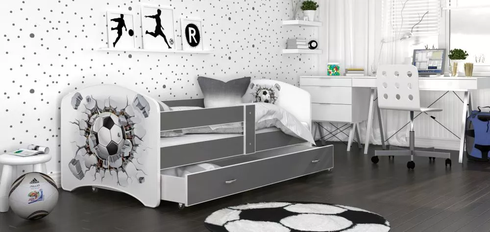 Bērnu gulta Lucky W21L ar stelāžu Guļamvietas platums: 90 cm, Guļamvietas garums: 180 cm, · 95 × 183 × 65 cm