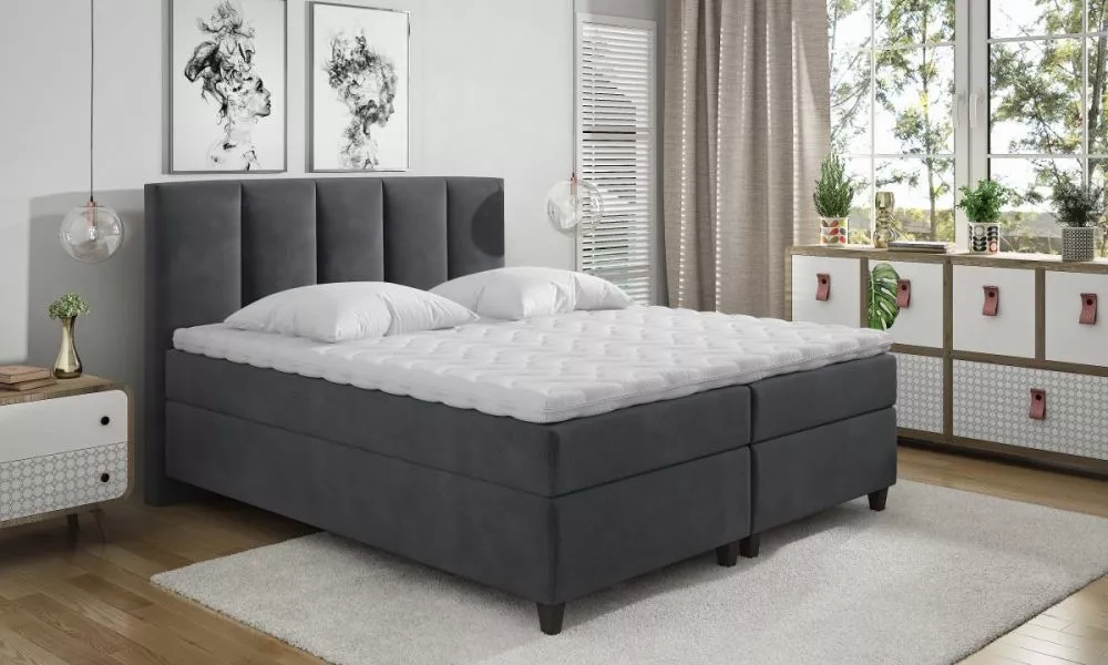 Gulta Arizona Boxspring Standard Guļamvietas platums: 160 cm, Guļamvietas garums: 200 cm, · Grafīts · 160 × 215 × 116 cm