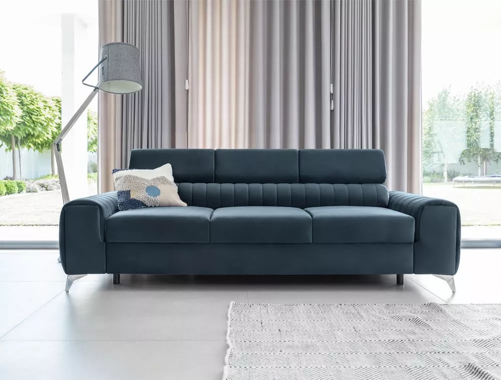 Dīvāns Laurence 3S Standard · Zila · 97 × 260 × 75 cm
