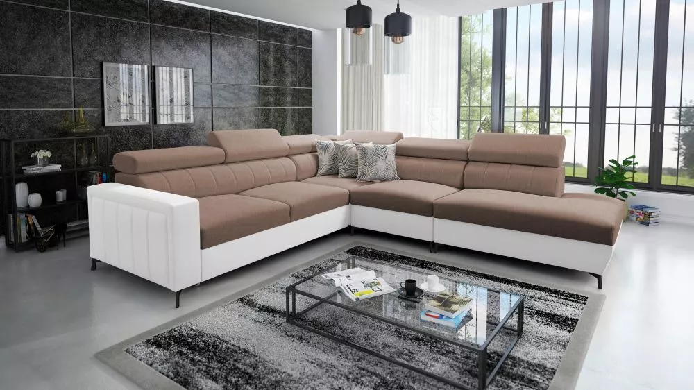 Dīvāns Baltico 8 Standard · Gaiši brūns + balts · 275 × 302 × 83 cm