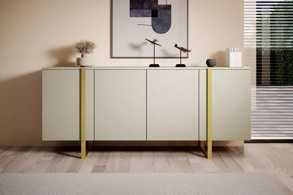Kumode Verica K200 4D Gold · Gaiši bēšs · 200 × 45 × 87 cm
