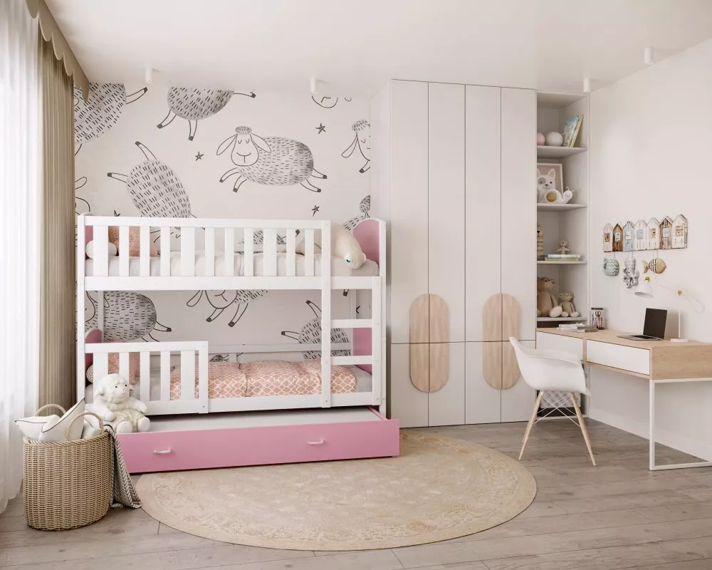 Bērnu gulta Tami 3 MDF 80x190 ar stelāžām Guļamvietas platums: 80 cm, Guļamvietas garums: 190 cm, · 86 × 198 × 158 cm