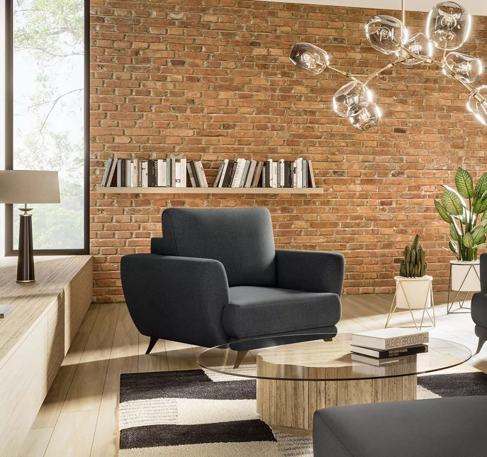 Mīksts krēsls Megis 1S standard Sēdvietas dziļums: 60 cm, · Melns · 102 × 94 × 87 cm