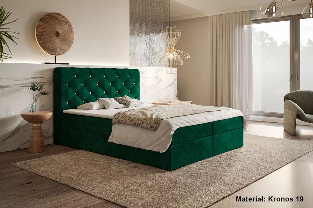 Gulta Box 7 Boxspring standard Guļamvietas platums: 120 cm, Guļamvietas garums: 200 cm, · Zaļš · 120 × 214 × 115 cm