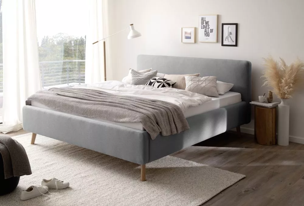 Gulta Mattis Basic Standard Guļamvietas platums: 160 cm, Guļamvietas garums: 200 cm, · Gaiši pelēks · 180 × 218 × 105 cm