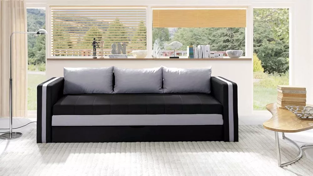 Dīvāns Euforia Duo Sofa Standard · Melns + gaiši pelēks · 75 × 222 × 77 cm