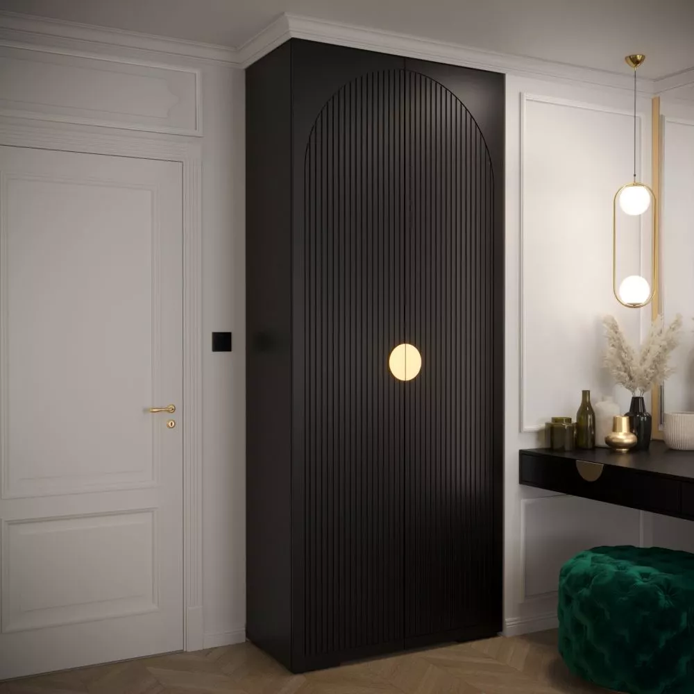 Skapis Manhattan Ryfel 1 · Melna · 100 × 47 × 236.7 cm