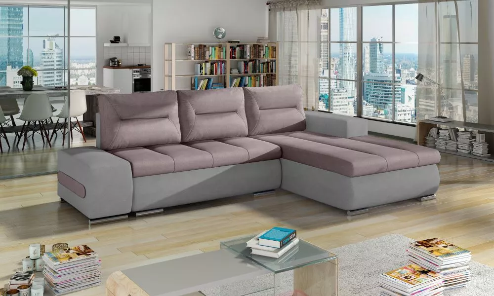 Dīvāns Ottavio standard · Rozā + pelēks · 180 × 275 × 85 cm
