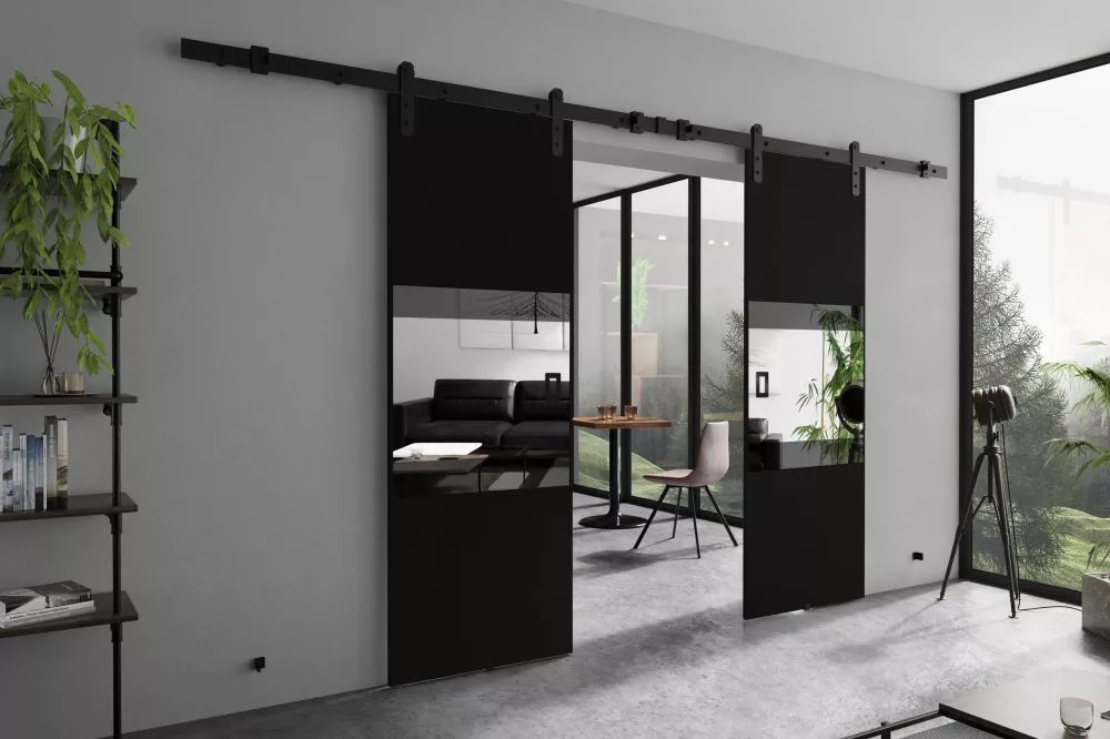 Bīdāmās durvis Mia Loft Duo · Melns · 132 × 205 cm