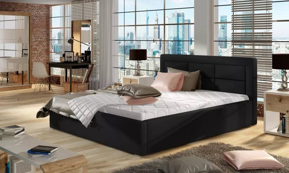 Gulta Rosano standard ar stelāžu Guļamvietas platums: 140 cm, Guļamvietas garums: 200 cm, stelāžas tips: metāla, · Melns