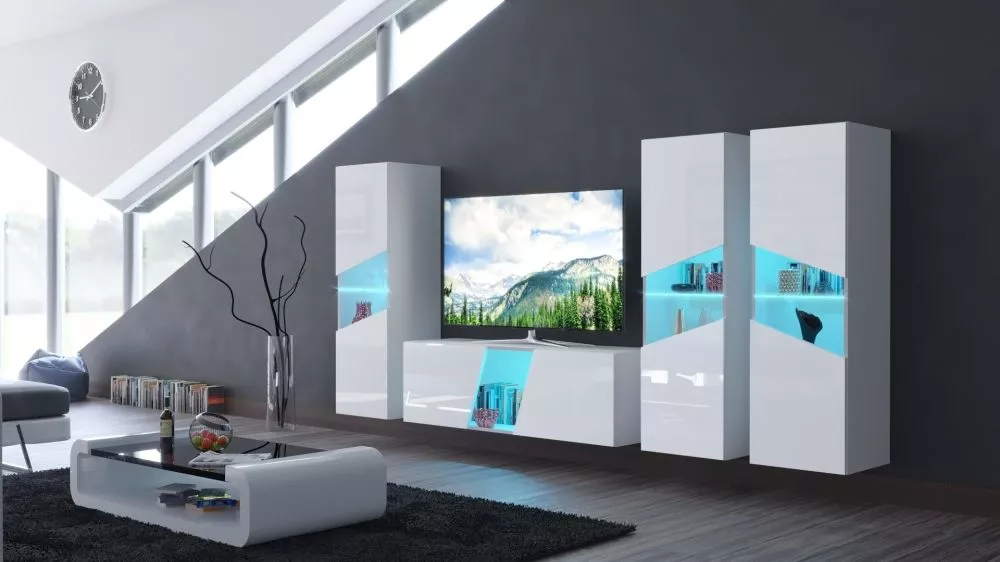 Sekcija IS S39 ar LED · Balts · 261 × 35 × 120 cm