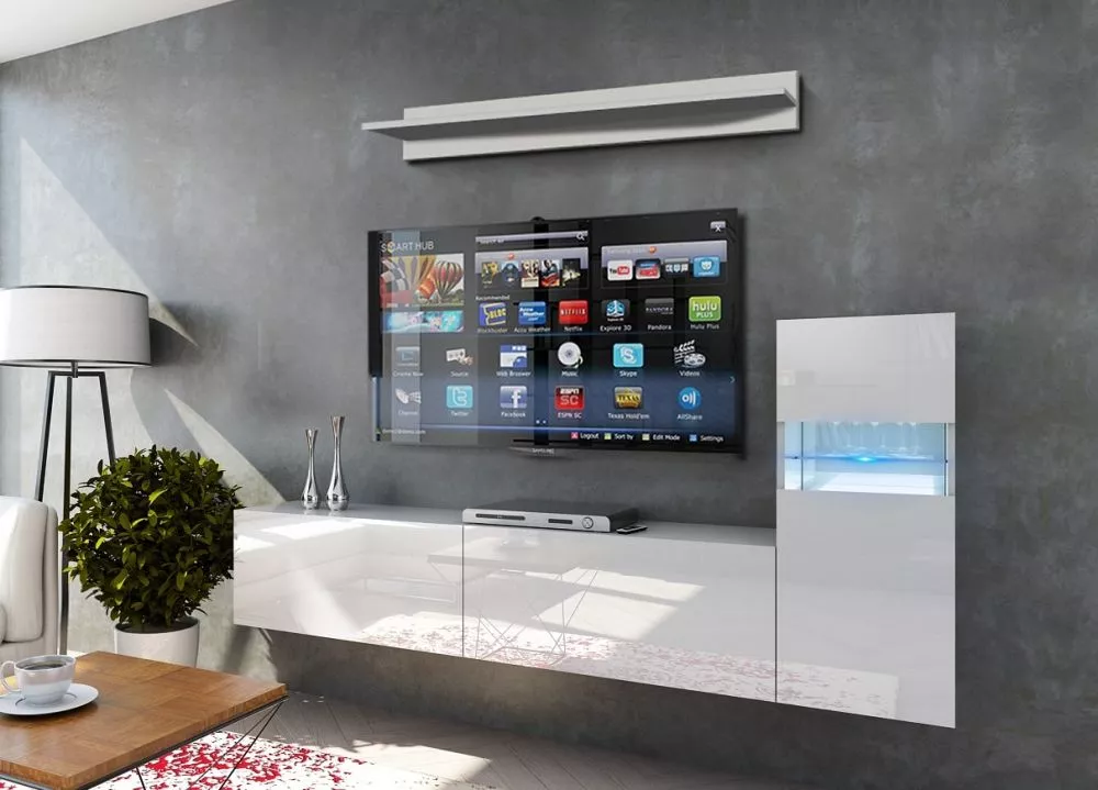 Sekcija Concept 52 ar LED · Balts · 203 × 35 × 91 cm