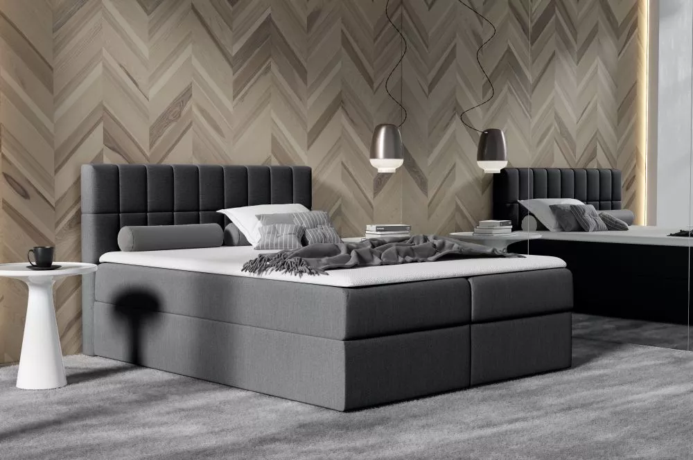Gulta Kardamon Boxspring Premium Standard Guļamvietas platums: 200 cm, Guļamvietas garums: 200 cm, · Melns · 204 × 208 ×