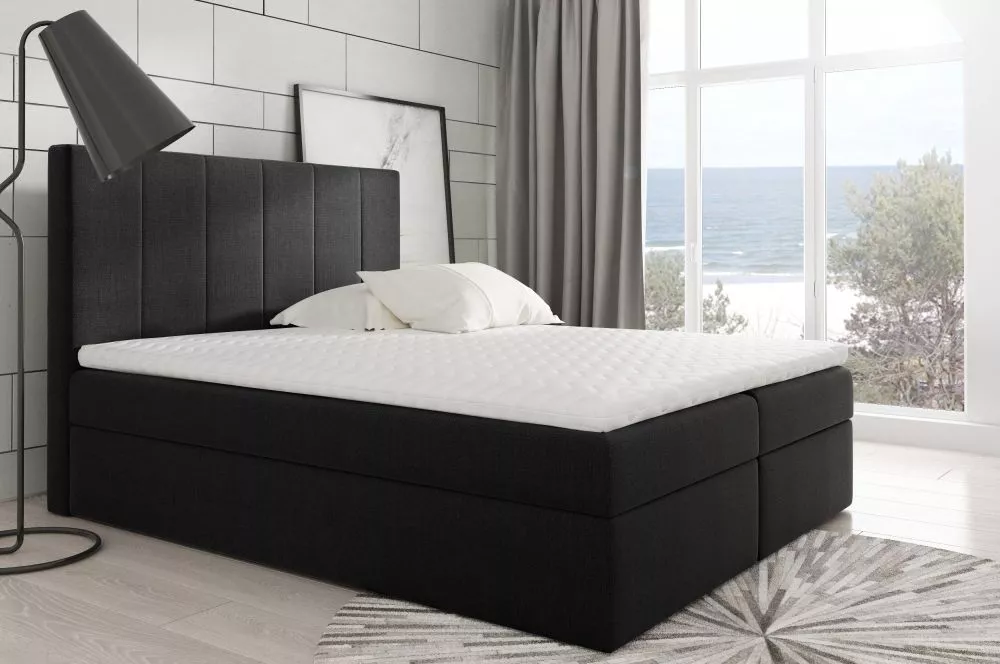 Gulta Bono Boxspring Premium Standard Guļamvietas platums: 180 cm, Guļamvietas garums: 200 cm, · Melns · 180 × 213 × 120