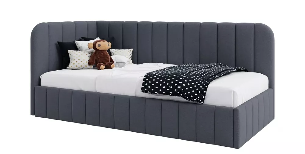 Gulta Mario SM02 Standard Guļamvietas platums: 120 cm, Guļamvietas garums: 200 cm, · Tumši pelēks · 128 × 210 × 80 cm
