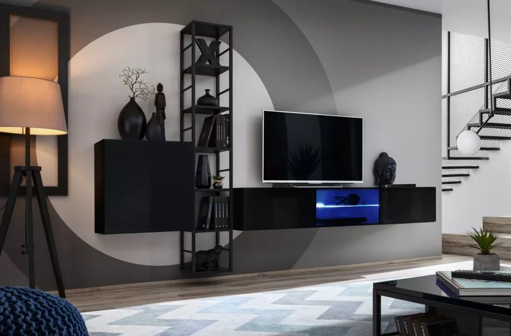 Sekcija Switch M6 · Melna · 270 × 40 × 176 cm