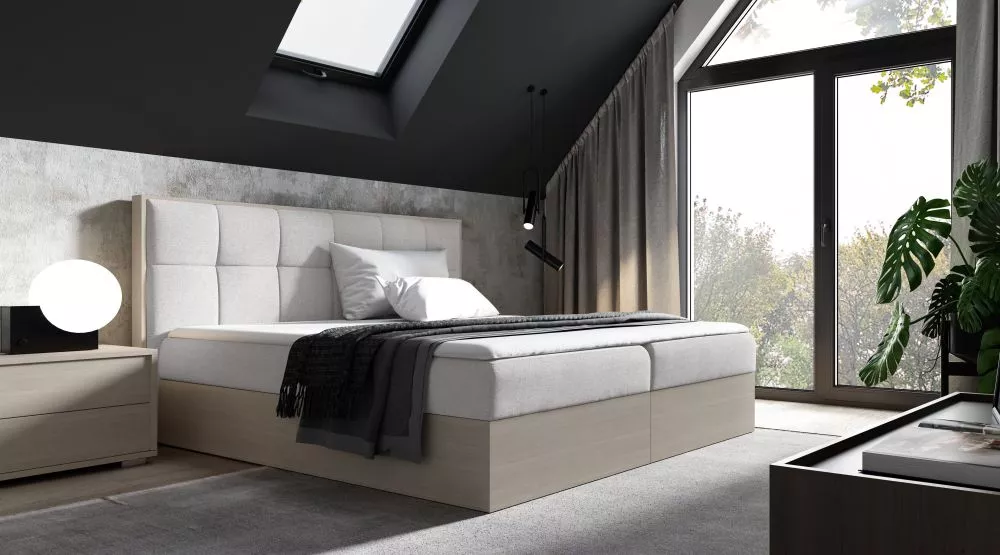 Gulta Wood-8 160x200 Boxspring Standard Guļamvietas platums: 160 cm, Korpusa krāsa: ziemeļu tīkkoks, Guļamvietas garums: