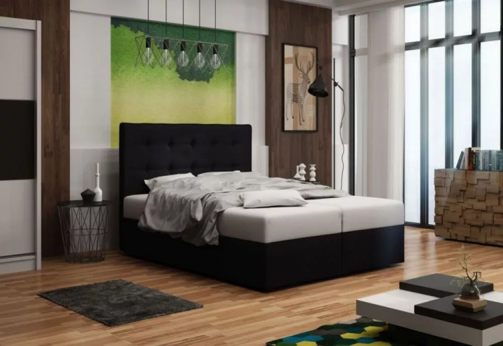 Gulta Duo 1 Boxspring Standard Guļamvietas platums: 180 cm, Guļamvietas garums: 200 cm, · Melna · 185 × 208 × 106 cm