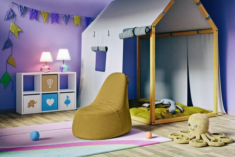Pufs Mario P Standard Auduma numurs: Poco 50, · Dzeltens · 83 × 83 × 78 cm