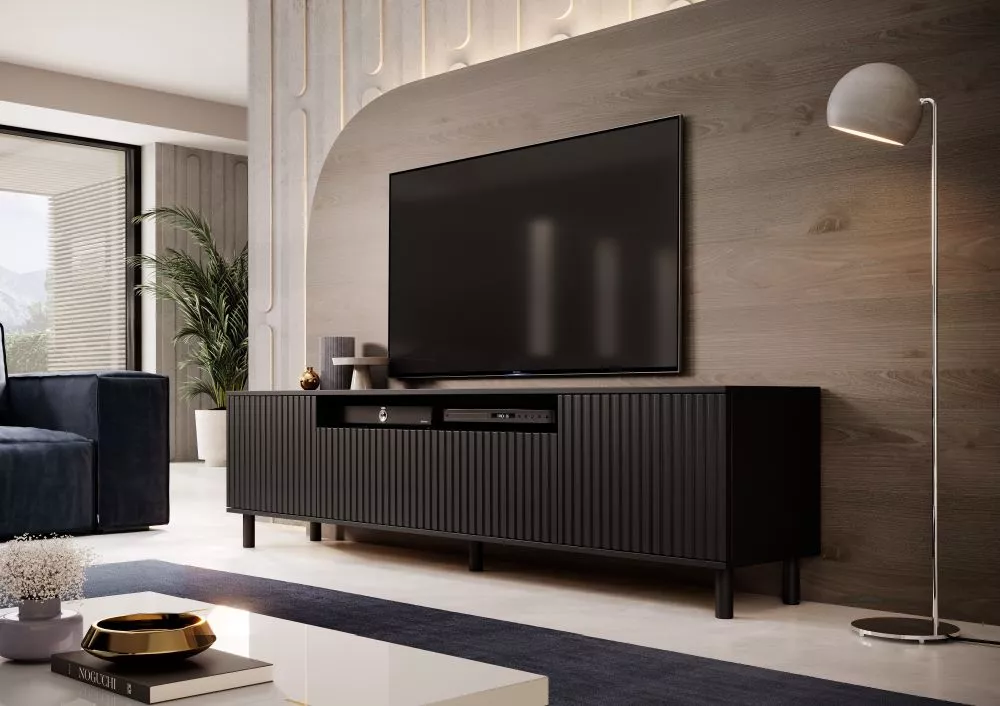 TV tumba Agnes RTV Black ar LED · 200 × 40 × 54 cm