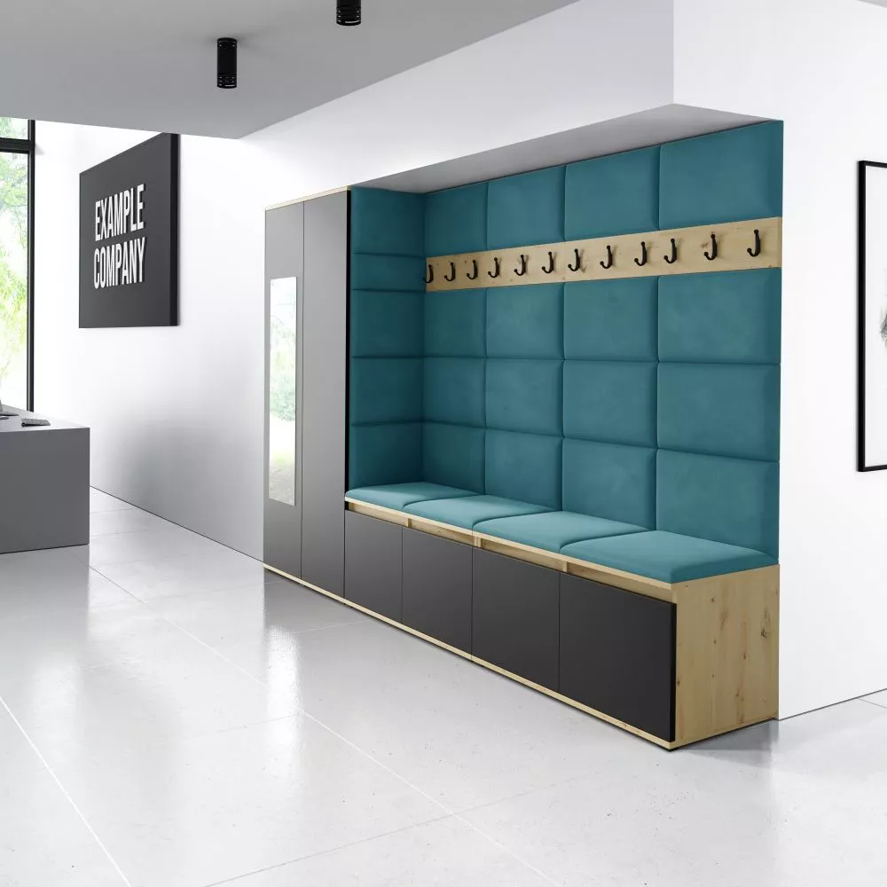 Apavu plaukts Emi 9 Trinity Korpusa krāsa: ozols artisan + melns, · 290 × 185 × 40 cm