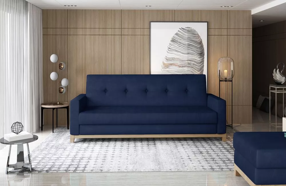 Dīvāns Selene Beech standard · Tumši zils · 87 × 216 × 93 cm
