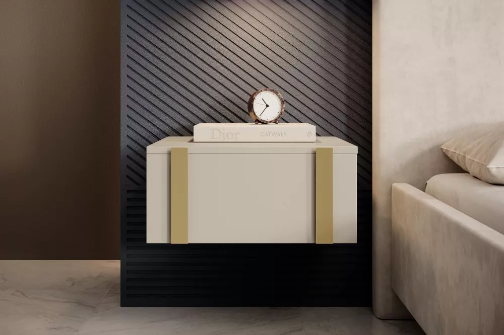 Naktsgaldiņš Verica SN50 1SZ W Gold Set · Gaiši bēšs · 50 × 45 × 23 cm