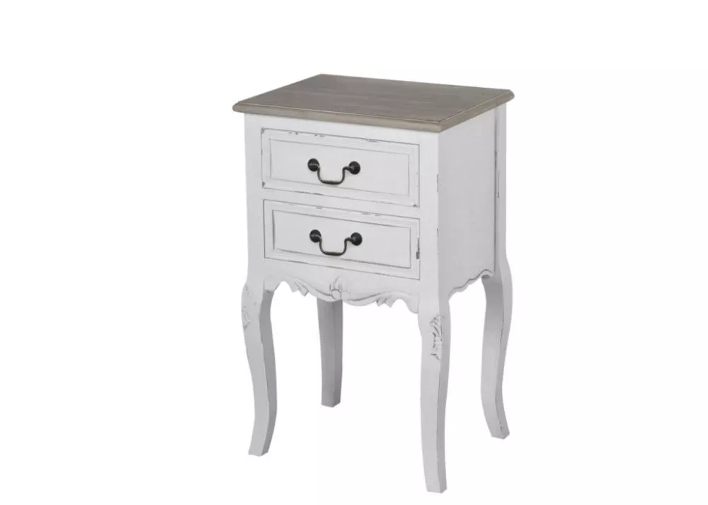 Naktsgaldiņš Rimini White RI021W Korpusa krāsa: balts, Elementu krāsa: brūns, · 41 × 31 × 67 cm