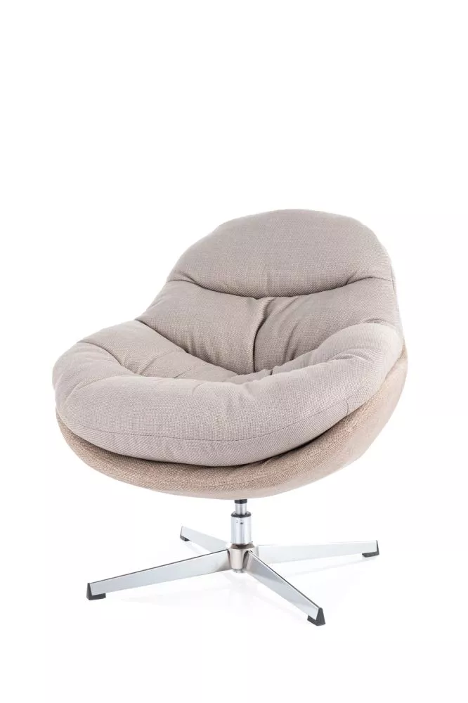 Mīksts krēsls Peggie Elementu krāsa: bēšs, Korpusa krāsa: pelēks, Sēdvietas dziļums: 50 cm, · 75 × 90 × 87 cm