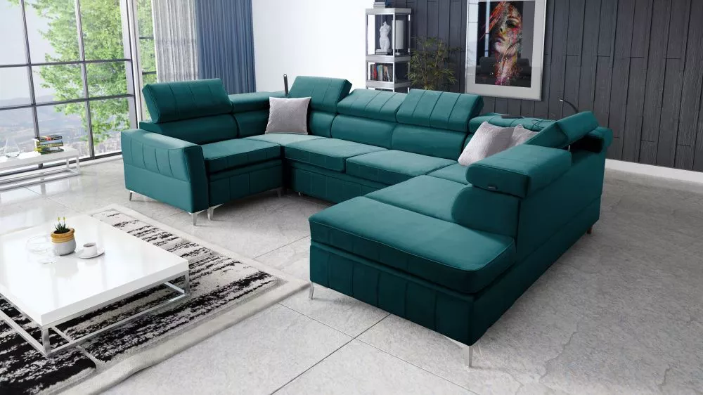 Dīvāns Bartez 5 Standard · Tirkīzs · 218 × 336 × 80 cm