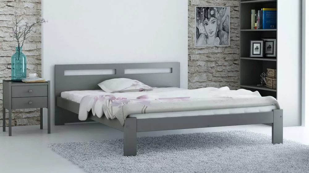 Gulta DMD-1 Magnat ar stelāžu Guļamvietas platums: 140 cm, Guļamvietas garums: 200 cm, · Pelēks · 148 × 206 × 65 cm