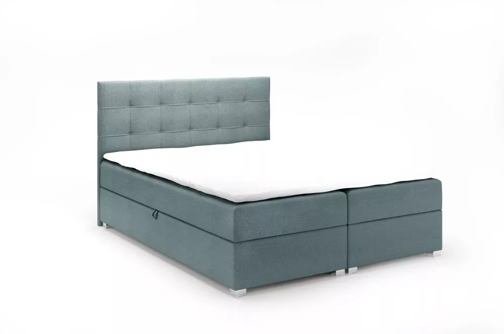 Gulta Luue Boxspring Standard Guļamvietas platums: 160 cm, Guļamvietas garums: 200 cm, · Gaiši zils · 163 × 206 × 103 cm