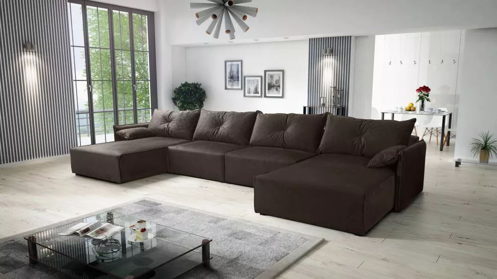Dīvāns Leon U Standard · Tumši brūns · 179 × 420 × 85 cm
