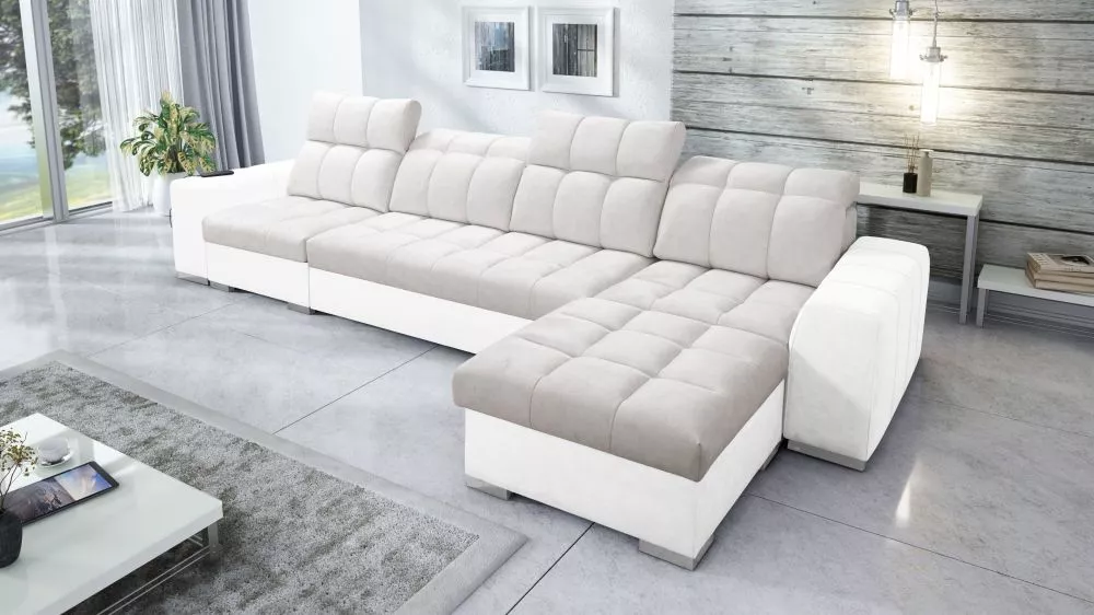 Dīvāns Pagano 12 Premium Standard · Bēšs + balts · 179 × 366 × 83 cm